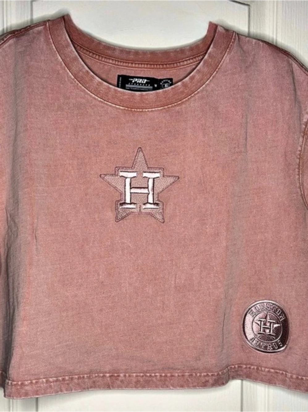 Pro Standard Houston Astros Triple Pink Boxy Cropped T-Shirt Pink Medium